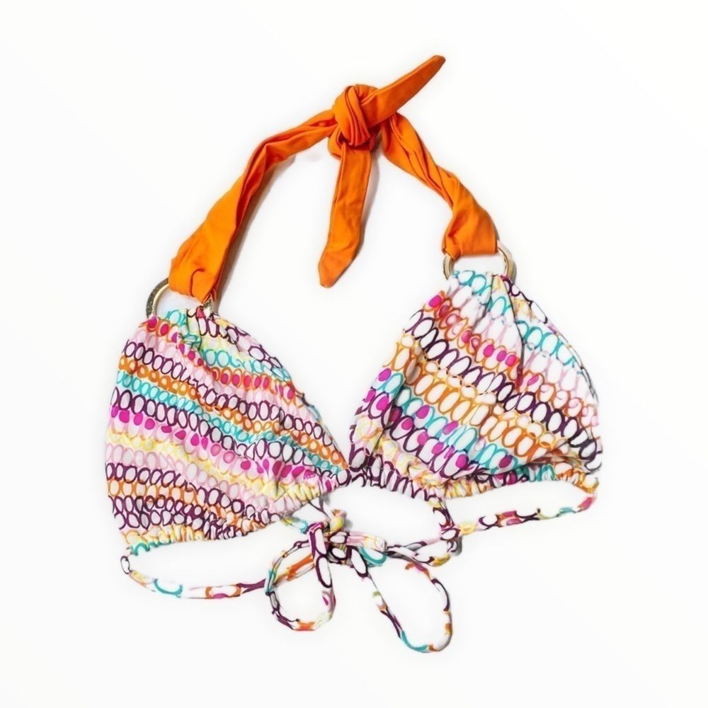LSpace swim Bikini Top orange white red small  S